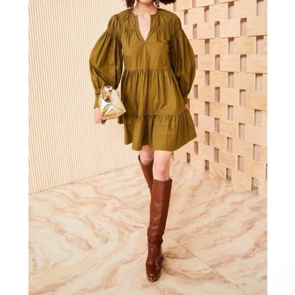 Ulla Johnson Dresses & Skirts - Ulla Johnson Rosa Puff-Sleeve Poplin Mini Dress in Willow Size 6